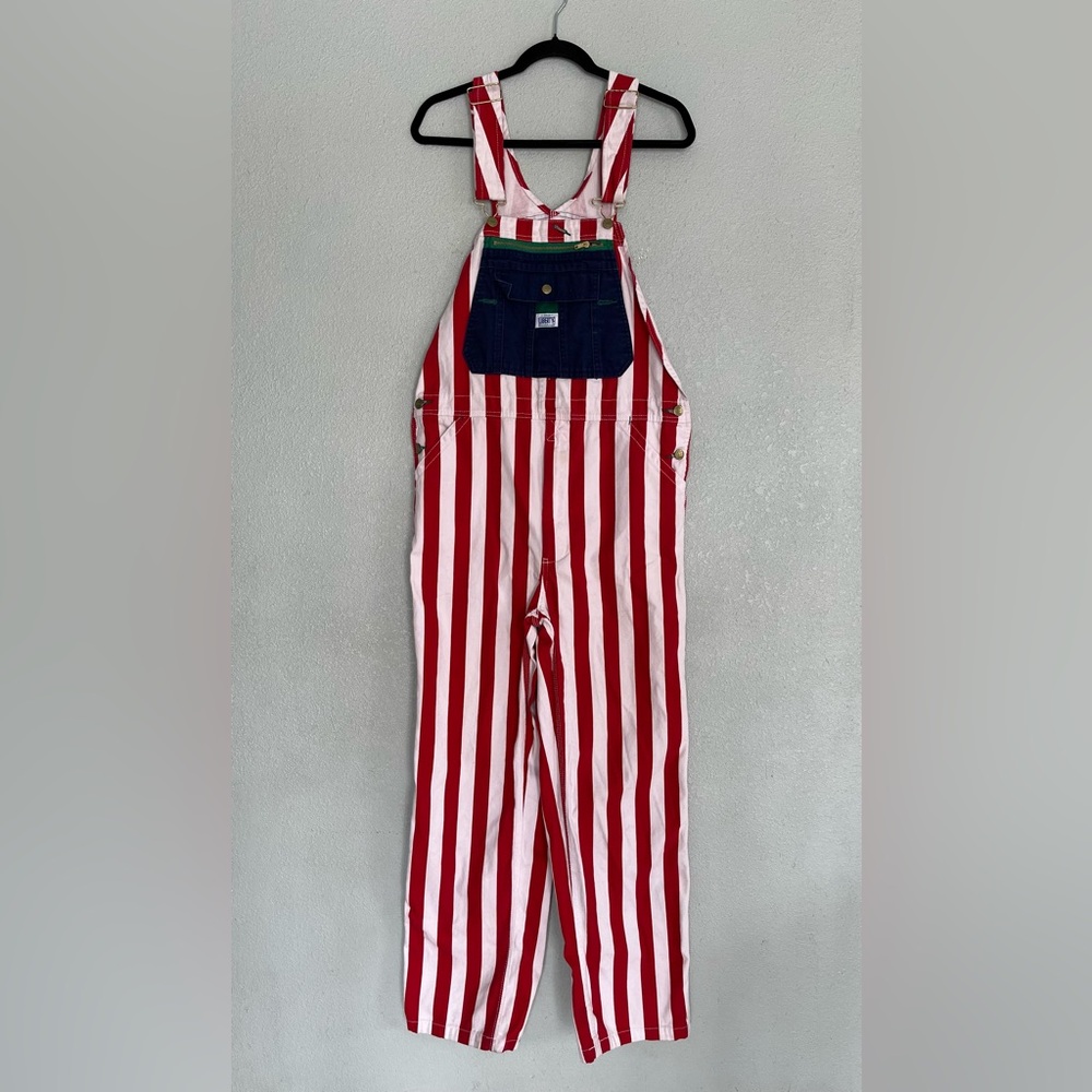 Liberty Overalls American Flag USA Denim Carpenter Patriotic Bibs Mens Sz 34x32